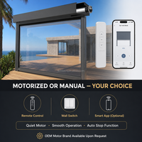 Persianas enrollables impermeables para exteriores, transparentes, automáticas, de tela con cremallera, para terraza, balcón, patio, ventana francesa.