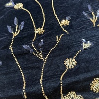 Tissu en velours tricoté de luxe pour mariée avec des perles et des paillettes brodées pour robes de mariée, accessoires textiles pour la maison