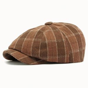 2024 New British Plaid 8 Panels Newsboy Cap Women Men Autumn Winter Vintage Beret <b>Hat</b> - Product Image 4