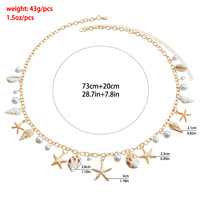 Chaîne de taille bohème d'été pour la plage, avec pendentifs coquillages, étoiles de mer, conques et fausses perles, chaîne de corps pour femme, bijoux de plage pour les vacances, vente en gros