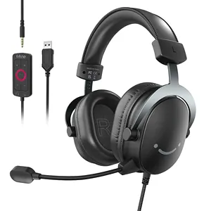 Fifine Ampligame H9 7.1 Stereo Noise Cancelling Over-Ear Headphones Wired USB Gaming Headphones Gamer Headset With Microphone