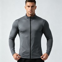 Nouvelle veste bomber zippée sportive et fitness à séchage rapide pour homme, t-shirt de course et d'entraînement extensible à manches longues printemps/automne