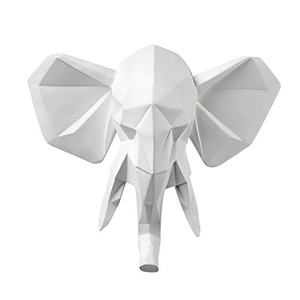 Decorazione Murale 3D a Forma di <span class=keywords><strong>Testa</strong></span> di <span class=keywords><strong>Elefante</strong></span> Bianco, Arte Moderna Origami Montabile a Parete <span class=keywords><strong>in</strong></span> Resina - Product Image 2