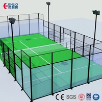 Terrain de padel Enlio, extérieur, toutes conditions météorologiques, structure en acier galvanisé, norme FIP, kit complet, éclairage LED, verre trempé, 5-8 ans
