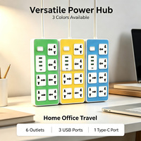 Stop Kontak Multifungsi Warna Kuning 6-Soket Universal dengan Port USB dan Saklar Utama untuk Kebutuhan Sehari-hari