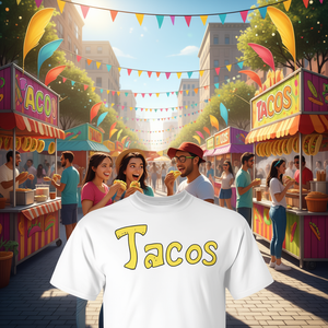 Camiseta Tacos blanca unisex para adultos talla mediana - Product Image 3