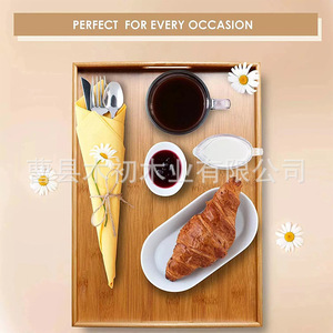 Bamboo and wood <b>tray</b>, solid wood household rectangular <b>tea</b> <b>tray</b>, water cup, Japanese bread tableware, snack barbecue <b>tray</b>, - Product Image 4