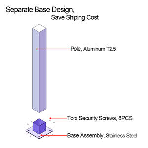 L2 Socle universel Pilier de poteau sur pied 59 ''4FT Base en acier inoxydable Poteau en aluminium Chargeur EV Socle Daul EVSE - Product Image 4
