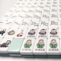 Set Mahjong Amerika 160 Ubin dengan Ubin Akrilik Mint, Ubin Seni Bambu, Dadu, dan Indikator Angin
