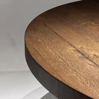 Table à manger ronde en bois massif de style Wabi-sabi américain RH Davos, pour usage domestique, 6 personnes, sur mesure