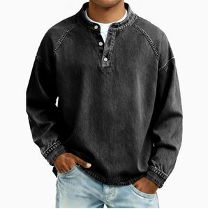 <span class=keywords><strong>Camicia</strong></span> da <span class=keywords><strong>Uomo</strong></span> 2026 Tinta Unita Casual Stile Retrò a Maniche Lunghe - Product Image 3