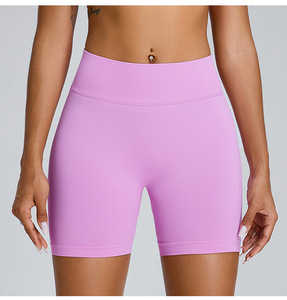 Pantalones Cortos Deportivos de Cintura Alta para Mujer, Sin Costuras, de Secado Rápido, Levanta Glúteos, para Entrenamiento y Fitness, con Bolsillos, Venta al por Mayor, Hechos de Spandex/Nylon - Product Image 5