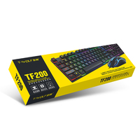 T-WOLF TF200 Gaming Wired Keyboard dan Mouse Combo RGB Backlit 104 Key Ergonomic Waterproof USB Gaming Keyboard Set untuk Desktop