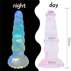 Jouets sexuels anaux lumineux en silicone pour femmes, avec ventouse, énorme plug anal souple et flexible, godemiché lumineux - Product Image 4