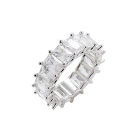 Bague Éternité Tendance en Zircon Cubique Rond Taille Pavé Brillant, Bijoux de Mariage en Diamant de Laboratoire Royal