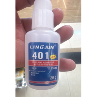 LINGJUN 401 Lem Instan 20g Lem Super Cyanoacrylate Tidak Sensitif Terhadap Permukaan untuk Plastik Karet Logam Kayu