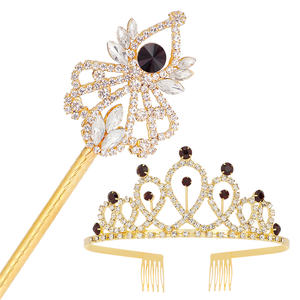 2 पीसी सेट सिंड्रेला पार्टी क्रिस्टल क्राउन टियारा स्कैटर जादू की छड़ी की आपूर्ति करता है - Product Image 5