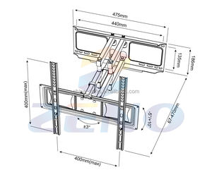 Soporte de pared de <span class=keywords><strong>TV</strong></span> de movimiento completo de 32 "-75" a 37 "-85" para pantalla grande, soporte de pared articulado para <span class=keywords><strong>TV</strong></span>, soporte de pared giratorio, Equipo de Estudio de <span class=keywords><strong>TV</strong></span> Led - Product Image 4
