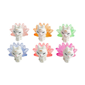 Figura de zorro de nueve colas en miniatura de resina 3D, adorno de animal, decoración del hogar, artesanía de plástico con forma de flor, Primavera 2026, Origen Yiwu - Product Image 1