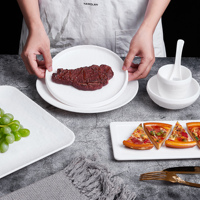 Assiettes et bols carrés en mélamine blanche de grande taille pour la restauration (vente en gros)