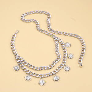 โซ่คาดเอวโลหะผสมสังกะสี จี้รูปพระอาทิตย์ หลายชั้น สไตล์ฮิปฮอป สำหรับผู้หญิง ใส่ไปงานปาร์ตี้ - Product Image 4