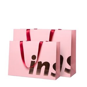 2025 New pulida sang trọng màu hồng Ribbon mua sắm túi giấy cho mỹ phẩm biểu tượng tùy chỉnh in dập nóng chất lượng quà tặng bao bì túi - Product Image 6