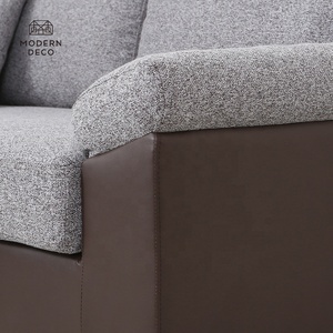 Canapé en tissu <span class=keywords><strong>avec</strong></span> repose-pieds, ensemble de 3 places en forme de u, <span class=keywords><strong>gris</strong></span> et moderne, décoration d'intérieur - Product Image 6