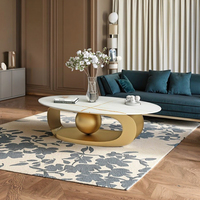 Table basse de rangement en métal de luxe 2025Factory, style rustique de ferme, table d'appoint avec plateau en marbre pour la salle à manger à domicile