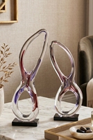 Sculpture en verre soufflé à la main de luxe italienne, motif ruban entrelacé, centre de table coloré pour villa et galerie d'art