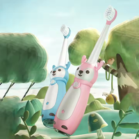Gran oferta de cepillo de dientes eléctrico para niños IPX7 impermeable USB recargable cepillo de dientes sónico de dibujos animados para niños/bebé con temporizador inteligente