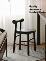 Tabouret de coiffeuse de style Mid-Century en bois massif, écologique et durable, avec dossier, pour hôtel, appartement, chambre à coucher et maquillage