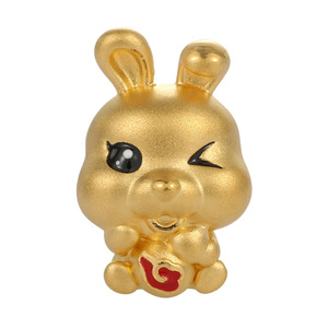 2025 Zodiac Culture Style classique 24k Micro-dur or pur Bracelet en forme de lapin perlé luxe sablé bijoux - Product Image 1