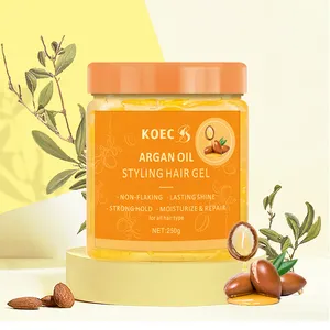 KOEC Argan油头发造型凝胶持久光泽批发强力保持发胶用于卷发和黑发治疗边缘控制