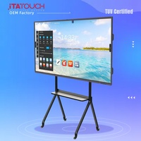 Tableau interactif intelligent LCD 4K Android 13/14 à prix d'usine, 65/75/85/98/118 pouces, multi-langues, écran tactile infrarouge 20 points