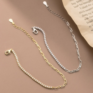 Joyería de moda 925 pulseras de cadena de <span class=keywords><strong>tenis</strong></span> de plata esterlina 3MM <span class=keywords><strong>fila</strong></span> de diamantes de circón pulseras chapadas en oro para mujeres - Product Image 3