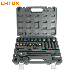 Chton 31-Piece 72-Tooth Metric Ratchet Socket Set 1/2 In T-Handle Industrial Grade Tool Kit For Mechanical Auto Home Repair - Product Image 1
