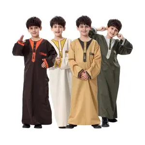 2021 malese islamico abbigliamento per bambini vestito ramadan abaya con ricamo musulmano ragazzi thobe