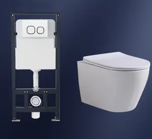 Hemat Ruang Kamar Mandi Air Closet Wc Mounted Toilet Dukungan Siklon Bisu Flush Dinding Menggantung Toilet Mangkuk Tanpa Bingkai Toilet