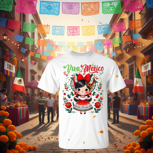 Camiseta Viva México para mujer, diseño del Día de la Independencia, color blanco, talla mediana - Product Image 3