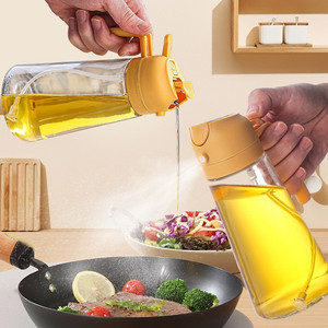 Bouteille pulvérisateur d'huile d'olive en verre 2 en 1 <span class=keywords><strong>de</strong></span> haute qualité, 600 ml, écologique, compatible lave-vaisselle, buse <span class=keywords><strong>de</strong></span> pulvérisation pour la cuisine - Product Image 1