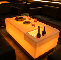 Table de fête en plastique PE avec LED RGB, seau à glace intégré, mobilier de bar extérieur pour événements, bars et clubs