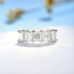 Bagues en or blanc 10K pour femmes, bijoux de luxe taille émeraude 4 carats pour fiançailles, mariage, anniversaire, bague D Moissanite GRA - Product Image 2