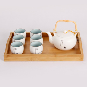 Rectangular Japanese Style Bamboo <b>Tea</b> <b>Tray</b> With Double Handles For Serving <b>Tea</b> Set 25Cm And 22Cm Sizes Household Use - Product Image 4