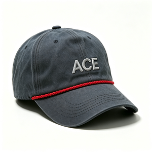Custom Embroidery ACE 6-Panel Washed Cotton Rope Common Letter Baseball <b>Cap</b> <b>Vintage</b> Unstructured Golf Dad Hat for Outdoor Sports - Product Image 4
