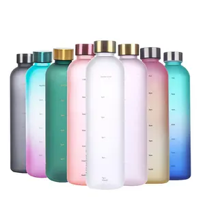 1000ml Promotional Bpa Free Plastic Tritan Custom Logo Sport Motivational Water Bottle With Time Marker