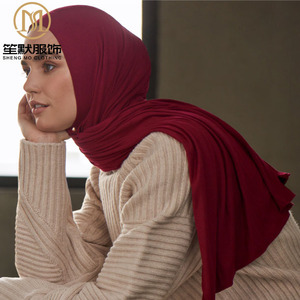 Bufanda de moda de alta calidad al por mayor de algodón mercerizado Premium Jersey Hijab mujeres musulmanas elástico rayón chal bufandas - Product Image 2