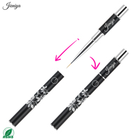 Ensemble de pinceaux à ongles en métal noir à motif floral élégant, poignée ergonomique, outils pour l'application de vernis gel UV et de gel de construction