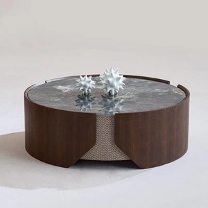 Thiết Kế Mới Sang Trọng Phòng Khách Bằng Gỗ Vòng Bằng Đá Cẩm Thạch Bàn Trà Thiêu Kết Đá Bàn Cà Phê Thiết Lập - Product Image 3