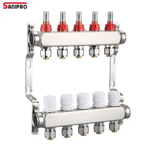 SANIPRO ventes directes d'usine collecteur de chauffage par le sol en acier inoxydable séparateur d'eau de débitmètre de valeur flottante visuelle
