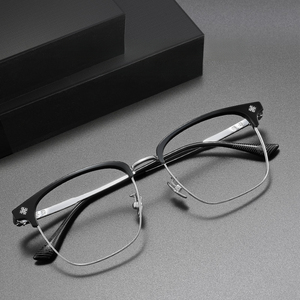 Montures de lunettes semi-cerclées simples, lunettes optiques minimalistes, légères et tendance pour femmes - Product Image 2